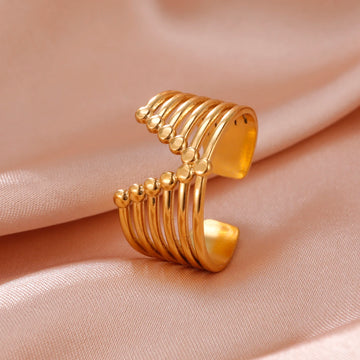 DAIIIBABYYY  -  V Shape Rings for Women Stainless Steel Gold Color Wide Open Finger Ring  Hiphop Party Jewelry Valentine's Day Gift